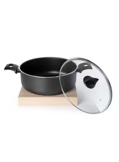 Non-Stick Casserole, Stockpot And Stewpot, With Glass Lid 5 Layer PTFE Spray Coating Black