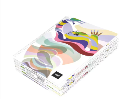 LIGHT Pack of 5 Spiral Hard Cover Notebook, Single Line, Size A4, 100 Sheets - LINBSA41702