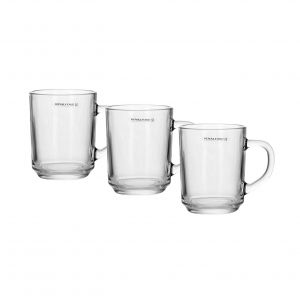 Royalford 210Ml 3 Pcs Glass Mug With Handle - Glass - Clear