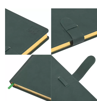 FIS Golden Agenda Diary 2024 (Arabic/English) Italian PU, 1-Side Padded, Gree - FSDI75AEPG24GR