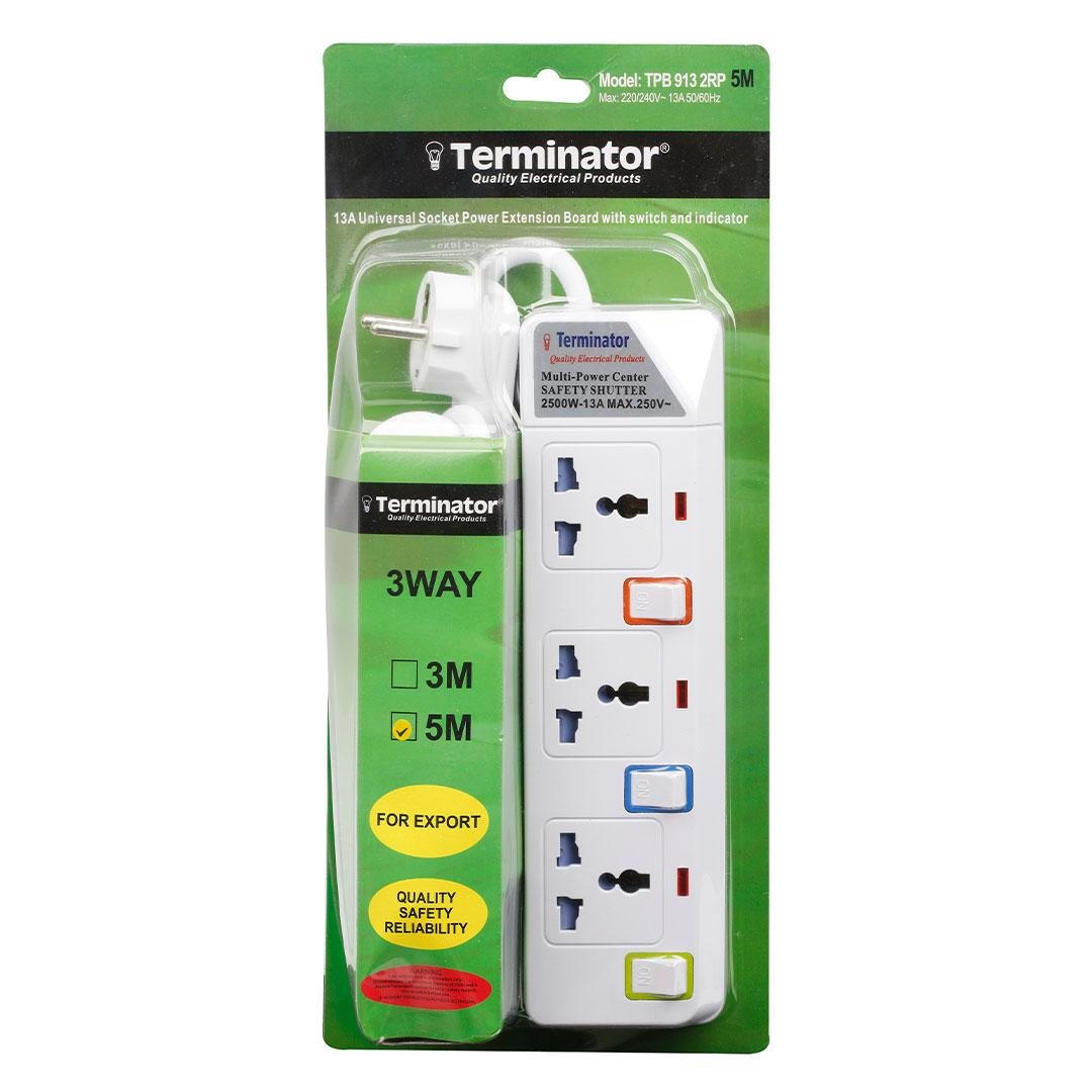 3 Way Universal Power Extension Socket With Individual Switches & Indicators 5M 13A