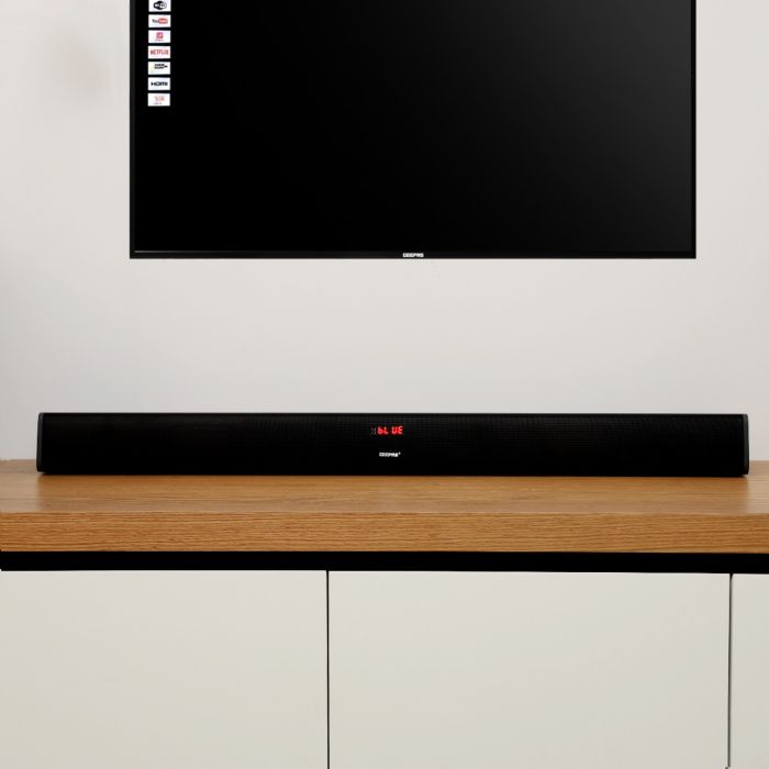 Geepas Sound Bar Bluetooth Speaker - Portable Design Led Display | 15 Meter Bluetooth Range | USB/AUX/HDMI & Optical Input | Manual Controls With Wall Mounting | 3D Surround Sound Stereo