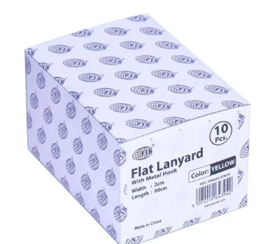 10-Piece FIS Flat Lanyard Yellow with Metal Hook 2X90cm - FSNA03-2CM/10