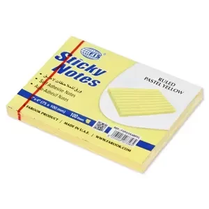 FIS Sticky Note Pad, 3X4 inches, Pack of 12, Ruled Pastel Yellow -FSPO3X4RPYL