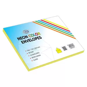 FIS Color Envelopes, Glued, Neon Lemon Colors, Pack of 50 Pcs. 136 x 204 mm, 80 GSM - FSEC8024GBLE50