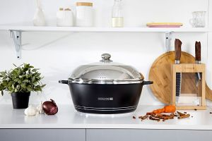 Royalford Die Cast 36 Cm Casserole With Glass Lid - Aluminium - Black