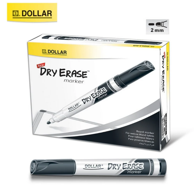 Dollar Marker, Dry Erase Marker, White Board Bullet Tip Black