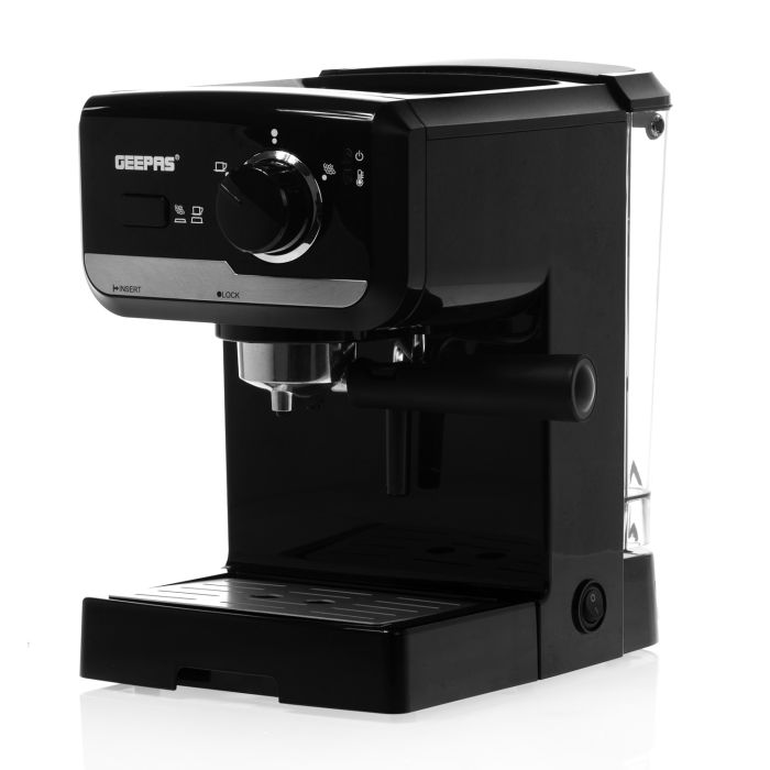 Geepas GCM41506UK 1140W Espresso Machine Barista Coffee Maker With 15 Bar Pump & Milk Frother | Ideal For Home Kitchen Cappuccino | Reusable Stainless Steel Filter | Removable 1.25L Water Tank - 2 Yea