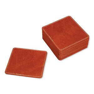 FIS Executive Conference Room Set of Bonded Leather Desk Blotter, Coaster and Pen Holder with Pen - Brown-FSDSCONFRSETBR