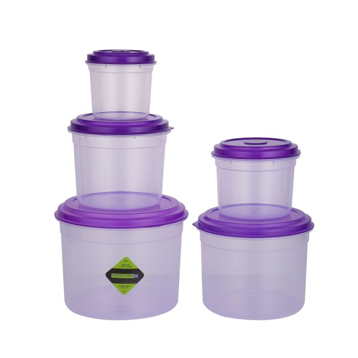 Air-Tight Food Container, 5pcs Plasticware Jar, RF10713 | Food Storage Container Set | Leak-Proof Meal Prep Containers | Large Airtight Food Boxes With Snap-On Lids