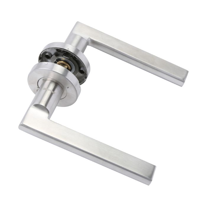 Geepas Mortise Rosette Solid Lever Handle - Door Handles | Firm Grasp | Rotate Door Lock | Interior | Satin Nickel Finish | 304 Stainless Steel | Premium Quality For All Internal Doors