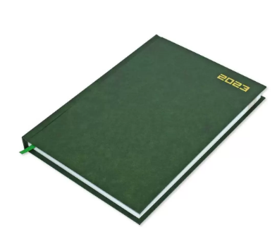 FIS 2023 Agenda Diary English Vinyl Hard Cover, Green - FSDI75EV23GR