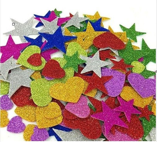 Glitter Eva Normal Foam A4 Single Sheet with Sticker, 21x29cm 2mm - Pink Color