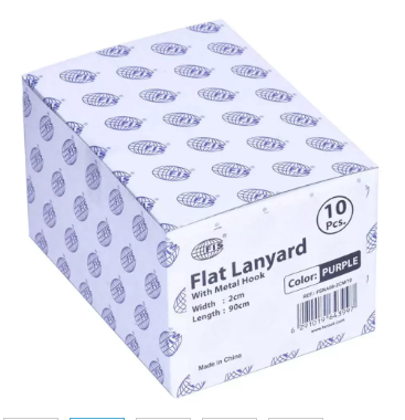 10-Piece FIS Flat Lanyard Purple with Metal Hook 2X90cm - FSNA08-2CM/10