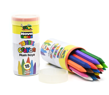 Nova Color Crayons Tube Of 18 Assorted Colors -KRCRNC-2116