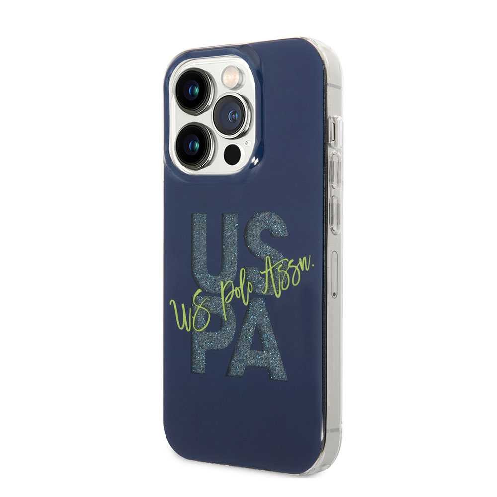 U.S.Polo Assn. IML Glitter Script Hard Case for iPhone 14 Pro Max (6.7") - Navy