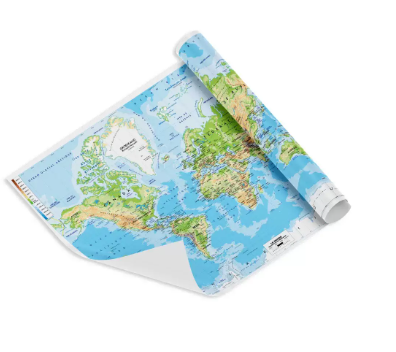 FIS "WORLD" Wall Map with Glossy Lamination, French Language, Size 50x70cm, Printed in Multicolour - FSMA50X70WFN