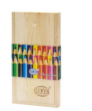 Fis Color Pencil In Wooden Box, Set Of 12 Pieces