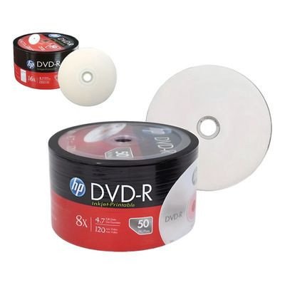 Hp DVD-R Inkjet Printable 8 x 4.7GB 50Pcs Shrink Pack