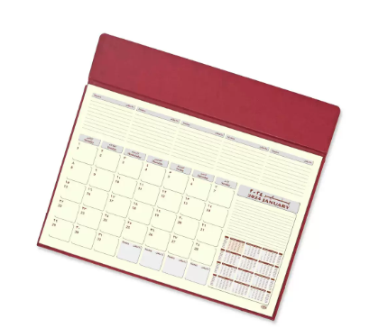 FIS Year Planner 2024 (Arabic/English) Italian PU with Desk Blotter, Maroon - FSDKPUBAE24MR