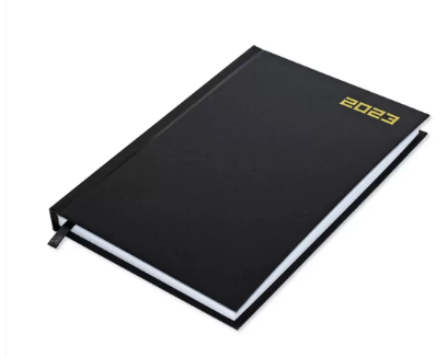 Fis 2023 A5 Diary,Vinyl, English Hard Cover Black -FSDI21E23BK