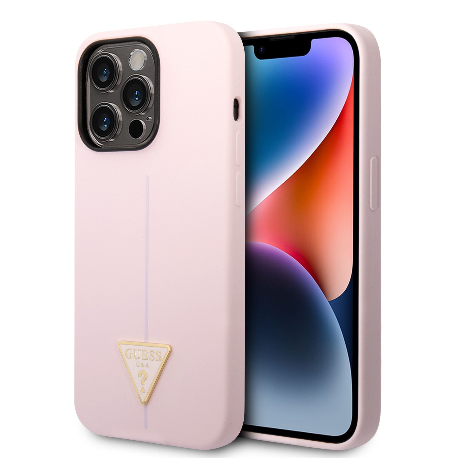 Guess Silicone Line & Triangle Hard Case for iPhone 14 Pro (6.1") - Purple