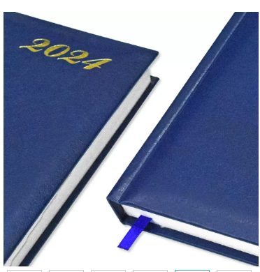 FIS 2024 International Diary A5 7-Languages Vinyl 1-Side Padded Blue - FSDI136-7V24BL
