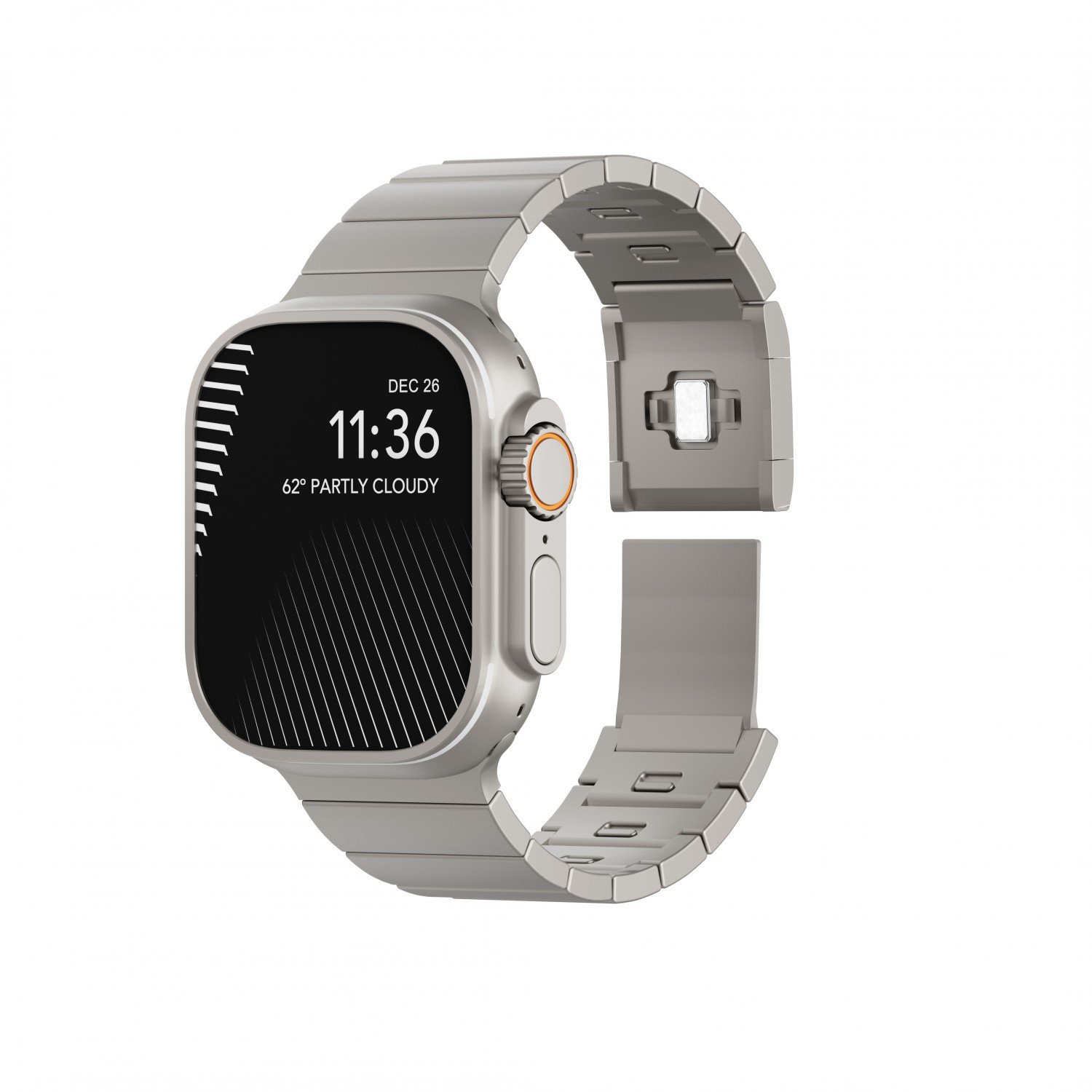 Levelo Yonge Magnet Steel Band for Apple Watch 42 / 44 / 45 / 49mm - Titanium