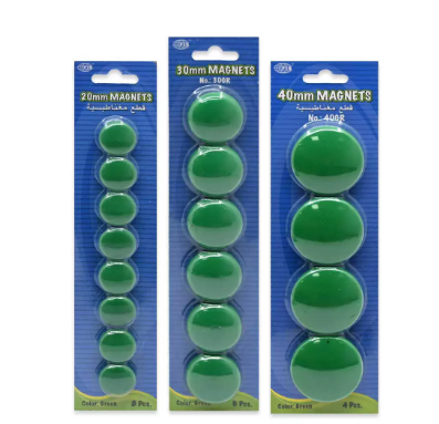 FIS Colored Magnet, Non Transparent Green Color, Pack Includes 3 Sets (20mm set, 30 mm set, 40 mm set) -FSMI203040GR/3