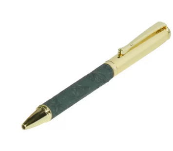 FIS Gold Pens with Embossed Italian PU Wrapper and Gift Box, Green Colour - FSPNGPUGRD6