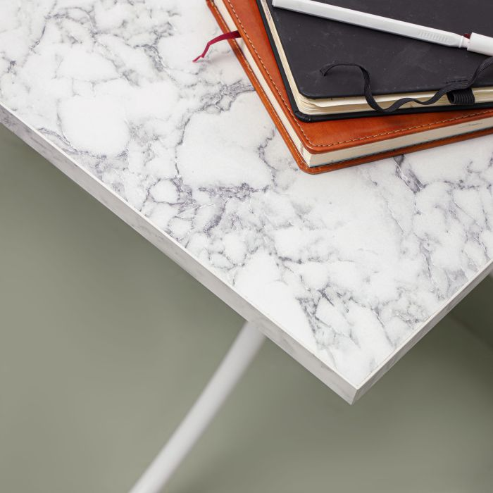 Rectangular Table, Marble Design Portable Table, RF11001 | 110x70cm Rectangular Kitchen Dining Table | Modern Small Coffee Table | Living Room Accent Table With Metal Legs