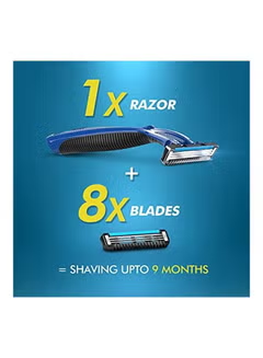Single Razor With 8, Blades Multicolour, 7.4803X5.43306X0.98425inch