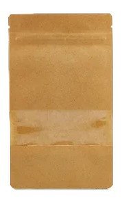 Kraft Brown Resealable Paper Bag With Window 50 Pieces 11x20x4 Cm