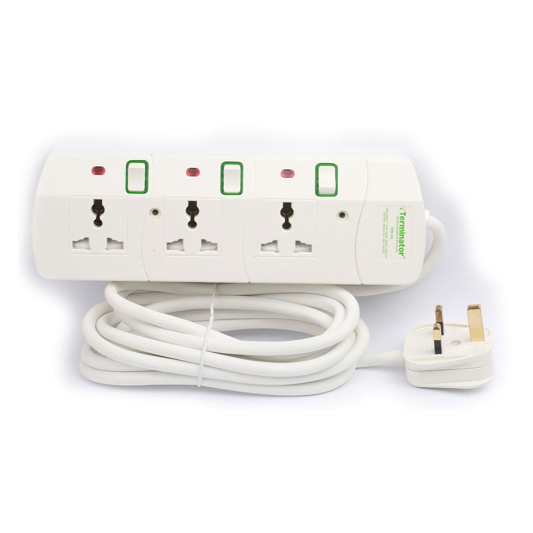 3 Way Universal Power Extension Socket With 13A 5M Cable