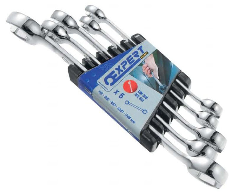 EXPERT E112501 METRIC OPEN END FLARE NUT SPANNER SET + RACK 5 PCS 7-19MM