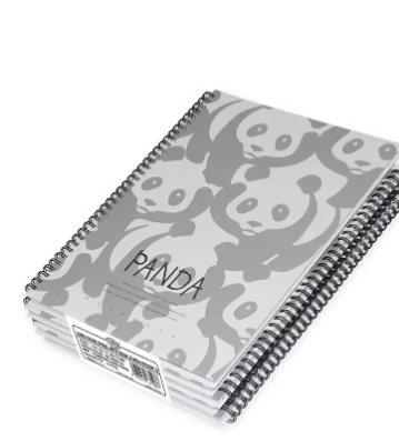 FIS Pack Of 5 Spiral Hard Cover Notebook, 96 Sheets A4 Panda Design 2 -FSNBSHCA496-PAN2