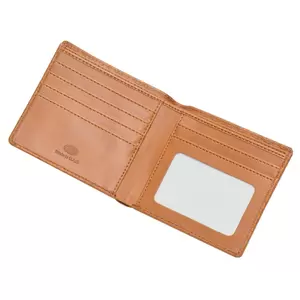 FIS Italian PU Bifold Design Wallets Polyurethane For Men, ID Card Window, 6 Card Slots, 2 Sideways Pockets, Divided Bill Compartments, Brown Colour, Closed Size 100 x 105 mm - FSPQBRD5
