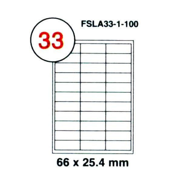 FIS Multipurpose Laser Labels, Colour White, Size 51XMM, (33 Sticker x 100 Sheet) A4 Size, E.U. Origin Material - FSLA33-1-100