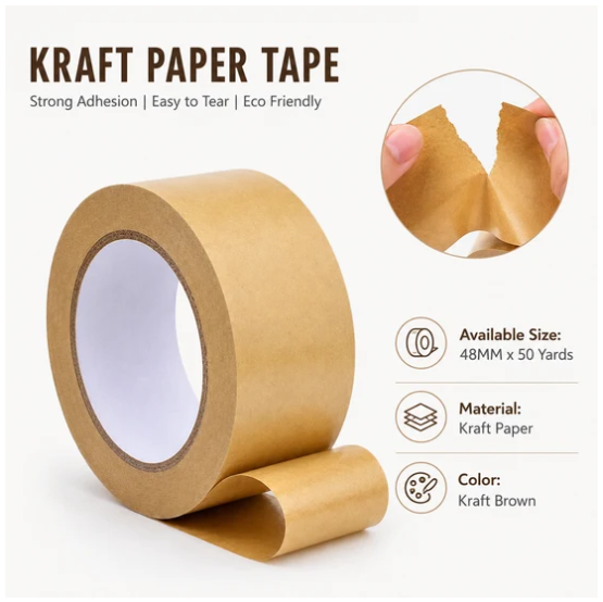 Kraft Paper Tapes | Eco-Friendly Packing Tape (48mm x 50 Yards)