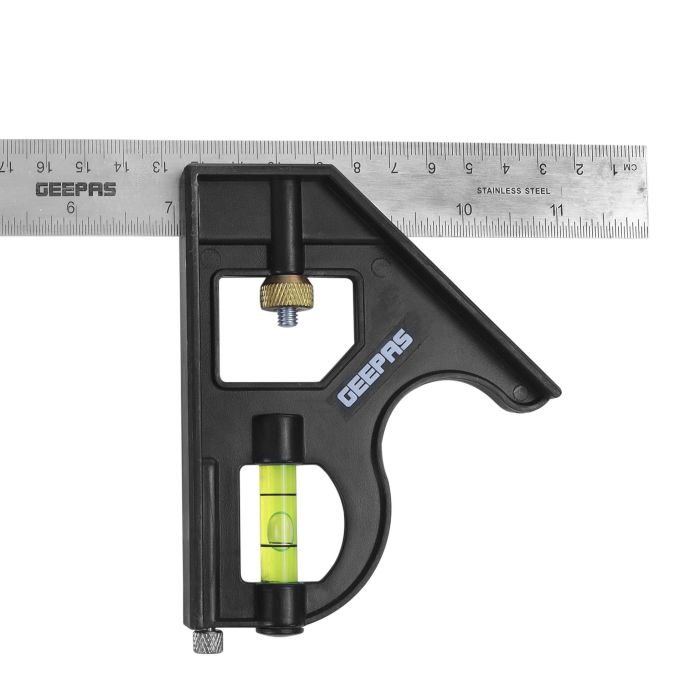 12 Inch Plastic Metric Combination Square With Built-In Spirit Level