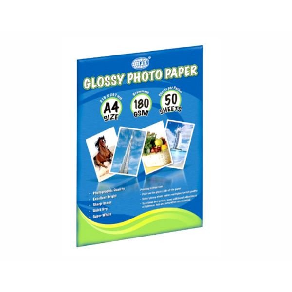 Fis Glossy Photo Paper 210x207mm A4 Size 180gsm 50 Sheets -FSPAGP18050