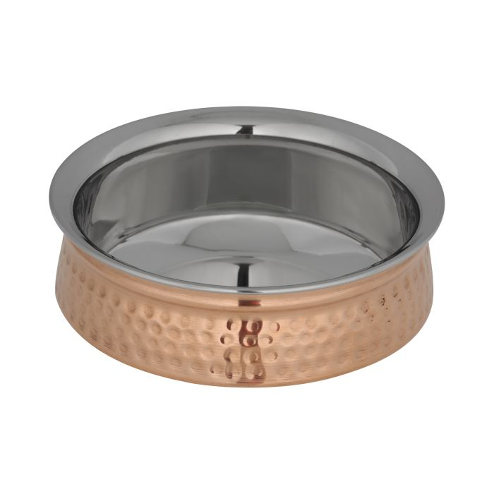 Cooper Steel Serving Handi, RF10393 | Copper Stainless Steel Hammered Handi | Indian Serving Bowl | Indian Dishes Serve Ware For Vegetable And Curries