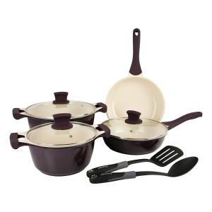 Prestige 9 Pc Cast Cookware set - Ceramic - Cream