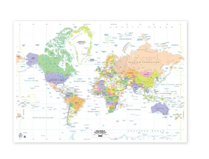 FIS "WORLD" Wall Map with Glossy Lamination (Political), English Language, Size 70x100cm, Printed in Multicolour - FSMA70X100EPN