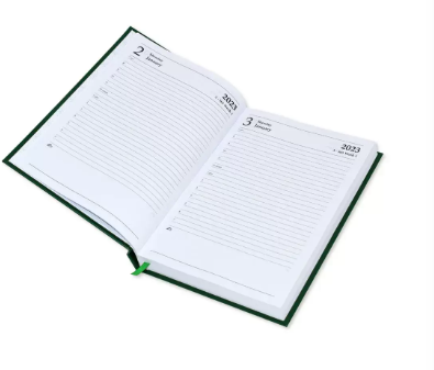 Fis 2023 A5 Diary,Vinyl, English Hard Cover Green -FSDI21E23GR