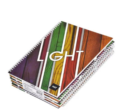 LIGHT Pack of 5 Spiral Hard Cover Note Book, Single Line, Size A4, 100 Sheets - LINBHSA41603