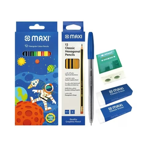 Maxi Triangular Colour Pencils Multicolour 12 With Classic Hexagonal HB-2 Graphite Penc