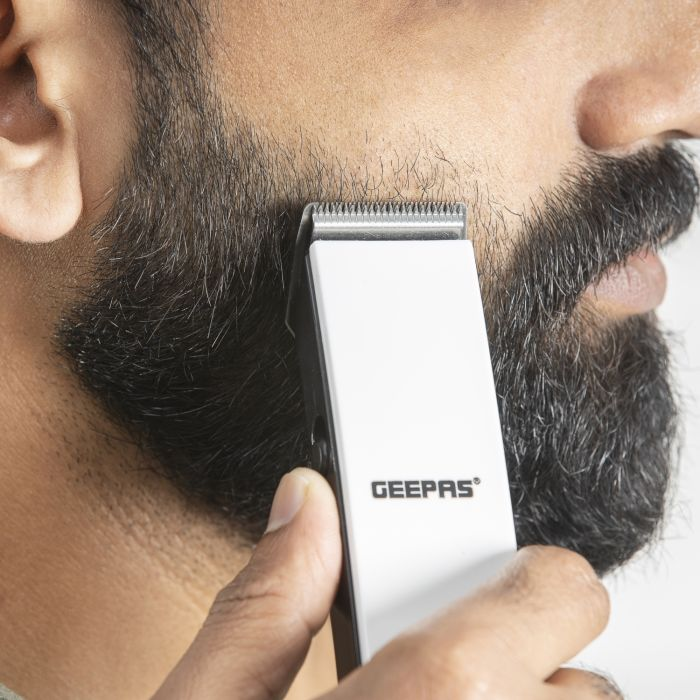 Geepas Rechargeable Hair Clipper - Grooming Kit With Comfortable Grip, Stainless Steel Precision Cutting Blade, Cordless Operation, Indicator Light With 30 Minute Working | Ideal For Short & Long Hair