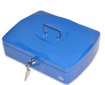 FIS Cash Box Steel Blue Color With key lock, 330 x 235 x 90 mm, 12 Inch Lock Size - FSCPTS0110BL