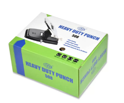 FIS 2 Hole Punch Heavy duty 28 Sheets Capacity, Chrome Plated, Black/Grey Color - FSPU508